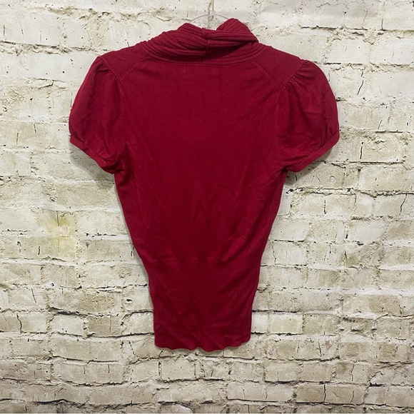 Express Red Soft Stretch Cowl Neck Short Sleeve Sweater - Picture 4 of 6